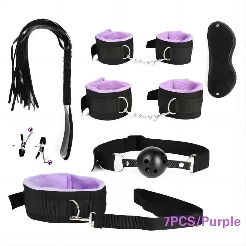 Bdsm Adult stimulation Kit handcuff nipple clamp Whip Sex Metal APlug vibrator set