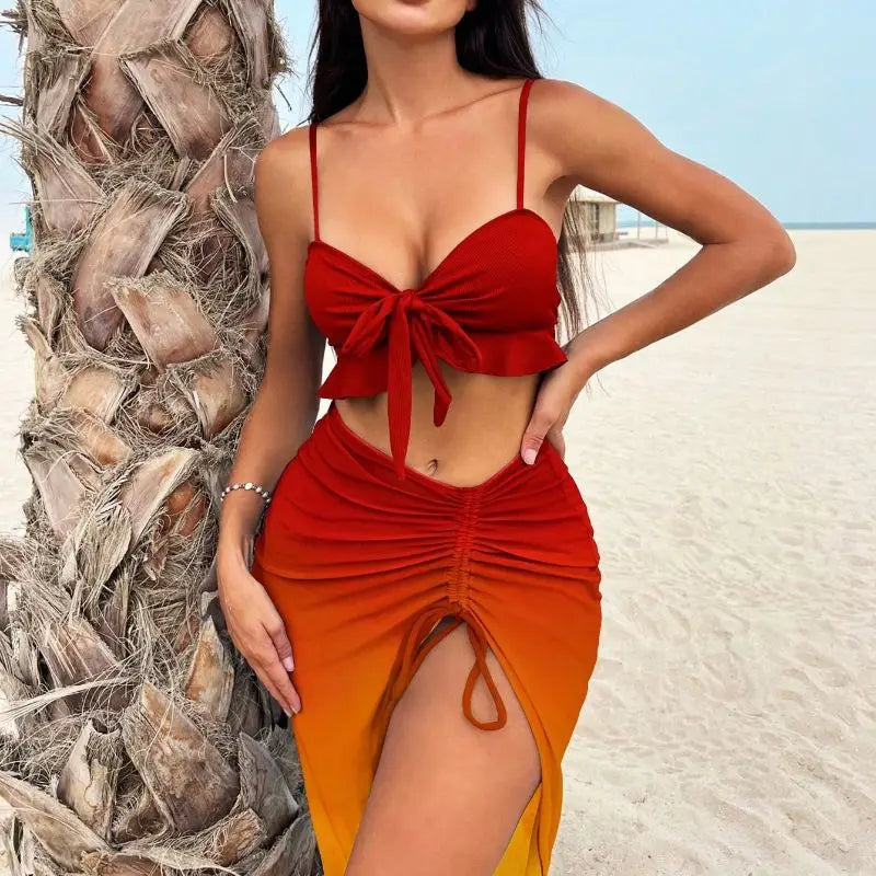 Cat Scan Sexy Gradient Color 3pc Swimwear