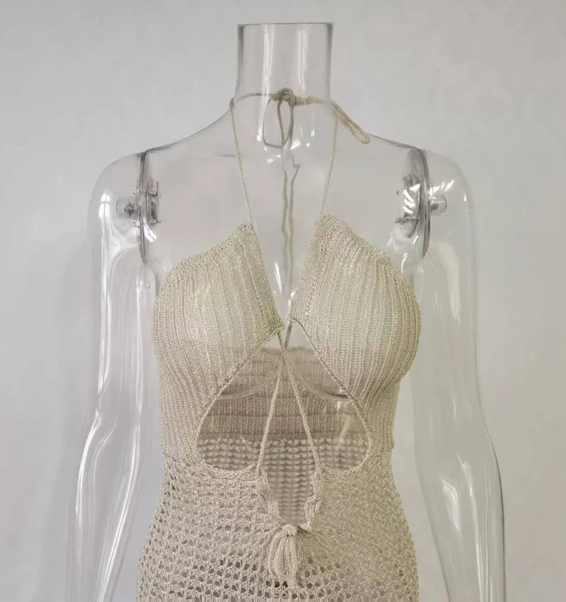 Fashionable halter beach cover up