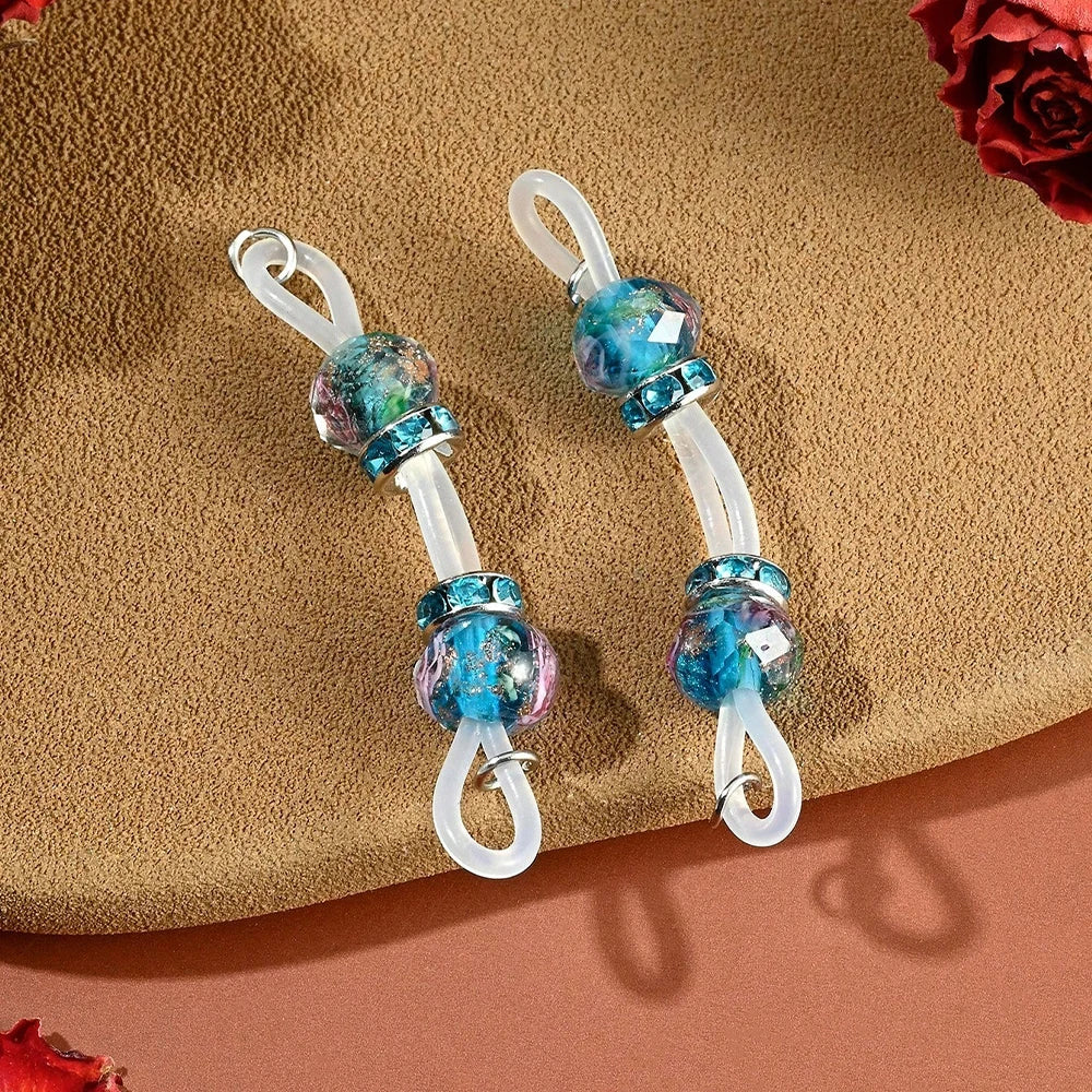 1 Pair Of Adjustable strap Nipple Rings Glitter Beads