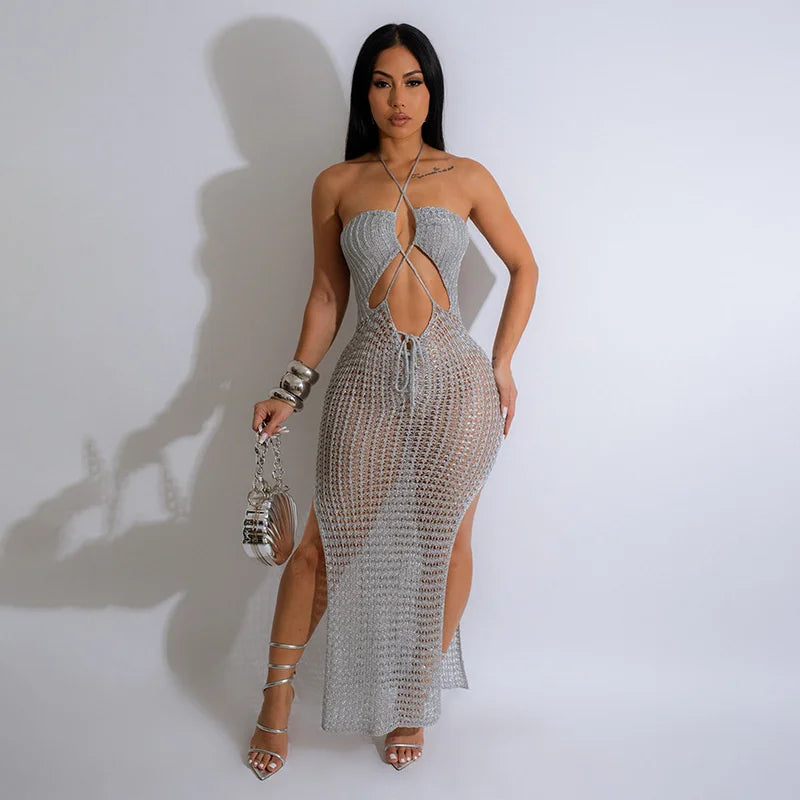 Fashionable halter beach cover up