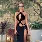 3Pcs Cut Out One Piece W/Cover Up One Shoulder Swimwear