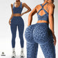2PCS Leopard Yoga Scrunch High Waist Legging