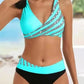 2026 New V Neck Stripe Print Bikini Swimsuit