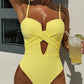 Chic Yellow Hollow Out Backless Monokini 2026
