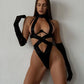 See-Thru Black Bandage Teddy Bodysuit