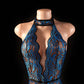 Exotic Bodycon Off Shoulder Crotchless Teddy Green Red &Blue
