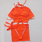 4PCS Women Sexy High Waist  Bikini Set