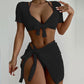 4PCS Women Sexy High Waist  Bikini Set