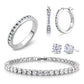 18K White Gold Plated and CZ Jewelry Set - Hoops  Studs  Tennis Bracelet  and Ring