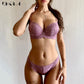 Hot Sexy Lace Deep V  Embroidery Flowers Lingerie bra set A B C Cup