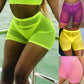 Sexy High Waist Neon Sheer Swim Shorts Cover Up