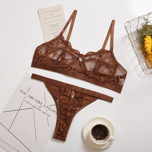 Sexy Lingerie Lace 3/4 Cup Bra Sets