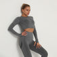 High Waist Crop top/Long sleeve Seamless Yoga Set