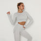 High Waist Crop top/Long sleeve Seamless Yoga Set