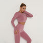 High Waist Crop top/Long sleeve Seamless Yoga Set