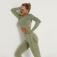 High Waist Crop top/Long sleeve Seamless Yoga Set