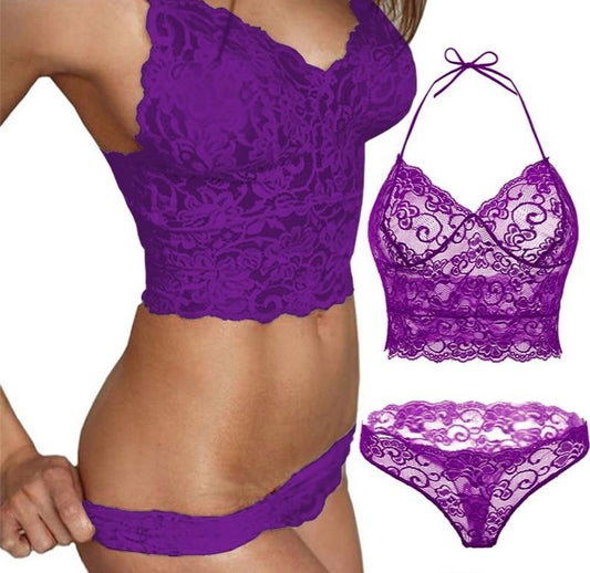 Sexy Push Up Crop Top Bra Lingerie Lace Set